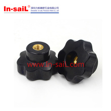 Black Nylon Star Knob with Steel Tapped Insert Threaded Hole